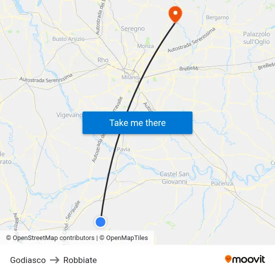 Godiasco to Robbiate map