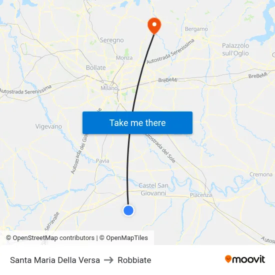 Santa Maria Della Versa to Robbiate map