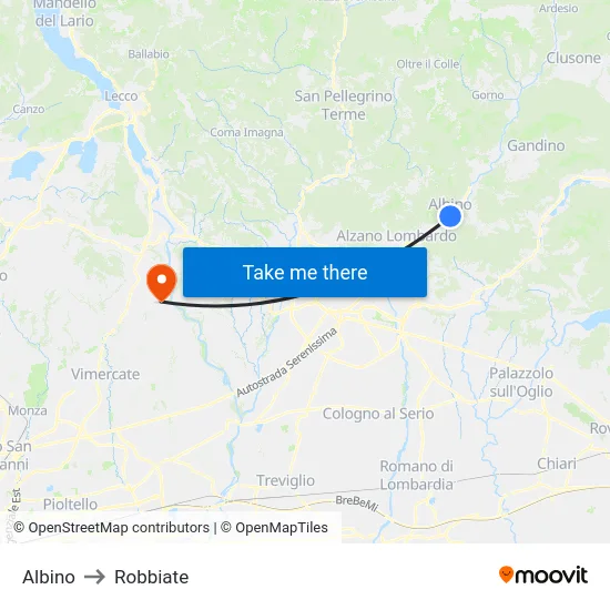 Albino to Robbiate map