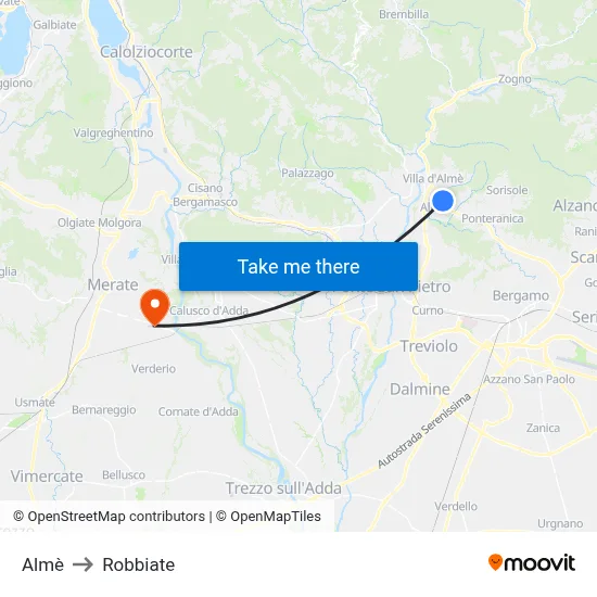 Almè to Robbiate map