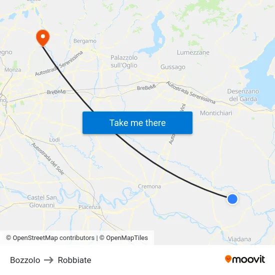 Bozzolo to Robbiate map