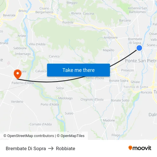 Brembate Di Sopra to Robbiate map