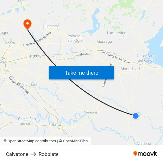 Calvatone to Robbiate map