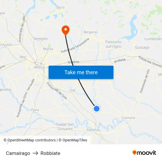 Camairago to Robbiate map