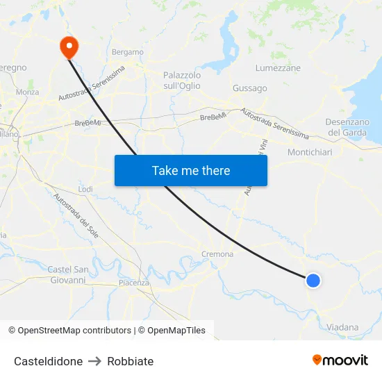 Casteldidone to Robbiate map