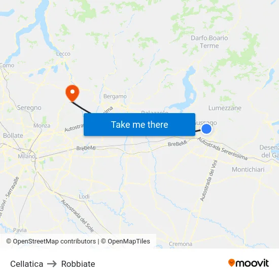 Cellatica to Robbiate map