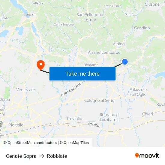 Cenate Sopra to Robbiate map