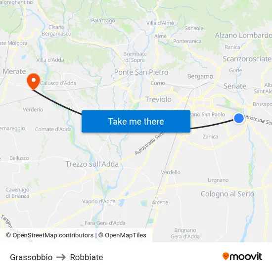 Grassobbio to Robbiate map