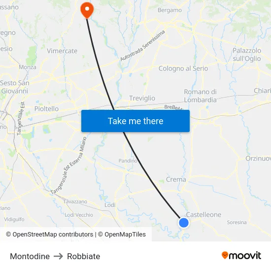 Montodine to Robbiate map