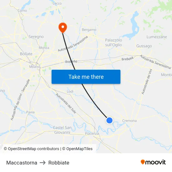 Maccastorna to Robbiate map