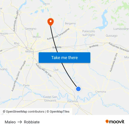 Maleo to Robbiate map