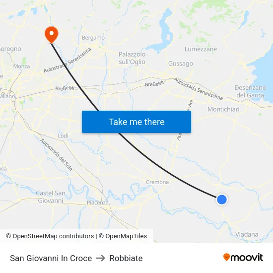 San Giovanni In Croce to Robbiate map