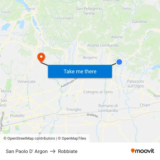 San Paolo D' Argon to Robbiate map