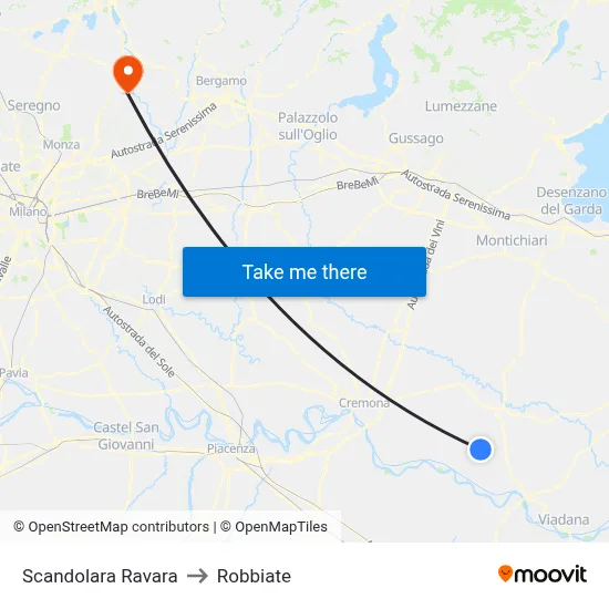 Scandolara Ravara to Robbiate map