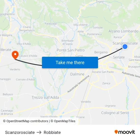 Scanzorosciate to Robbiate map