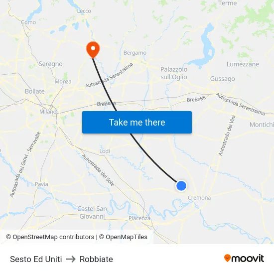 Sesto Ed Uniti to Robbiate map