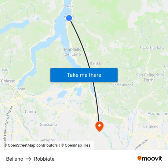Bellano to Robbiate map