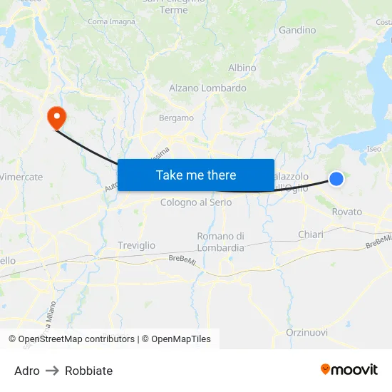 Adro to Robbiate map