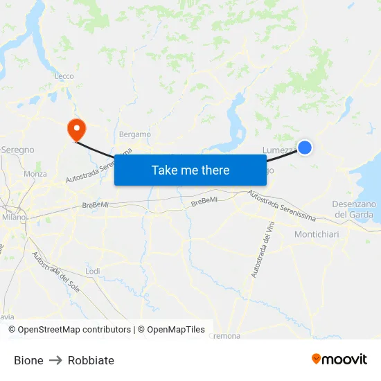 Bione to Robbiate map