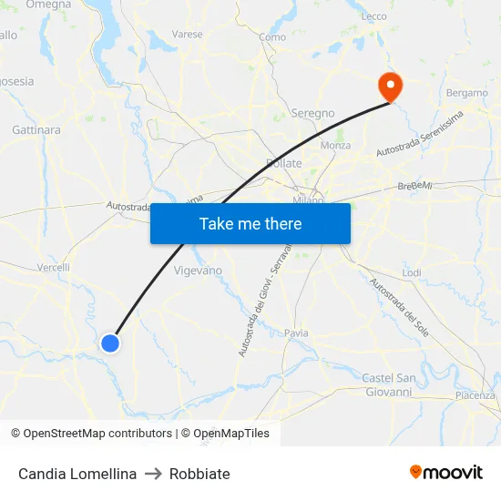 Candia Lomellina to Robbiate map
