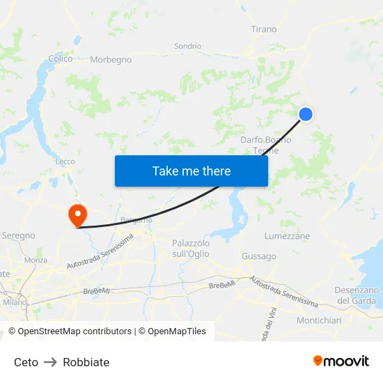 Ceto to Robbiate map