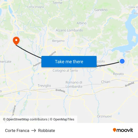 Corte Franca to Robbiate map