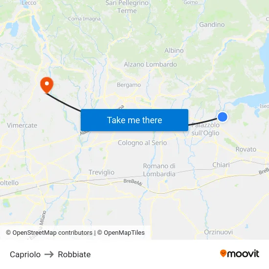 Capriolo to Robbiate map