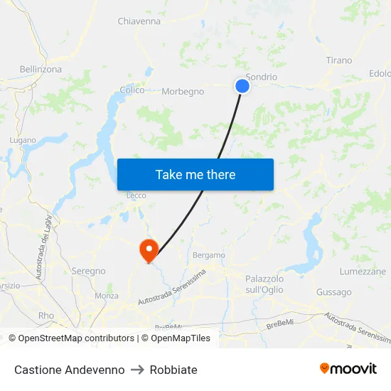 Castione Andevenno to Robbiate map