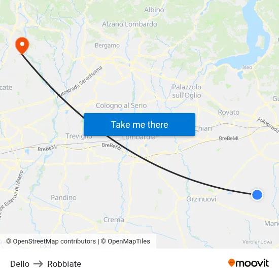 Dello to Robbiate map