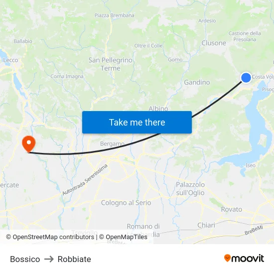 Bossico to Robbiate map