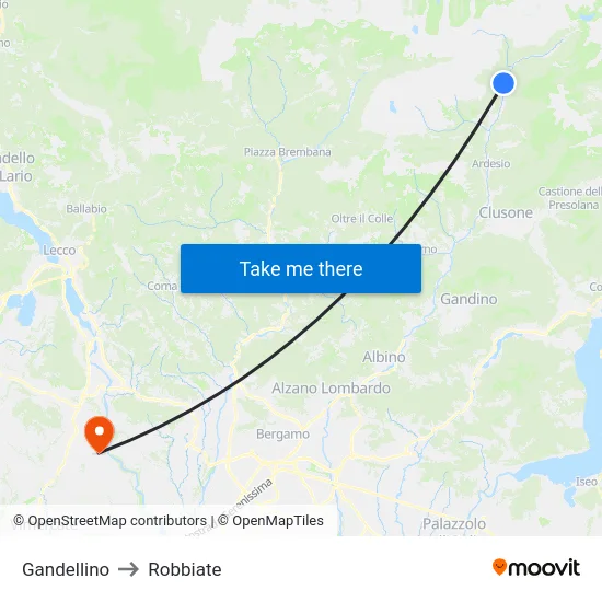 Gandellino to Robbiate map