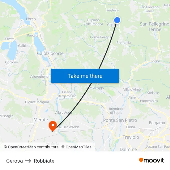 Gerosa to Robbiate map