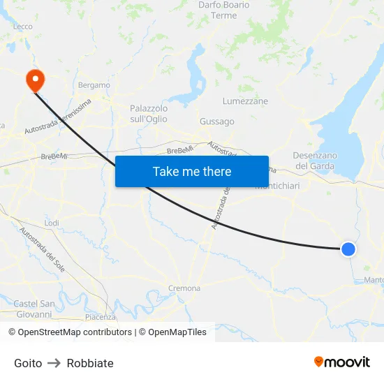 Goito to Robbiate map