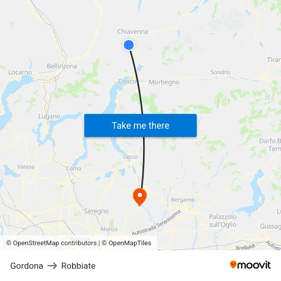 Gordona to Robbiate map
