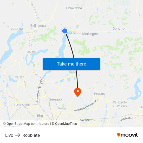 Livo to Robbiate map
