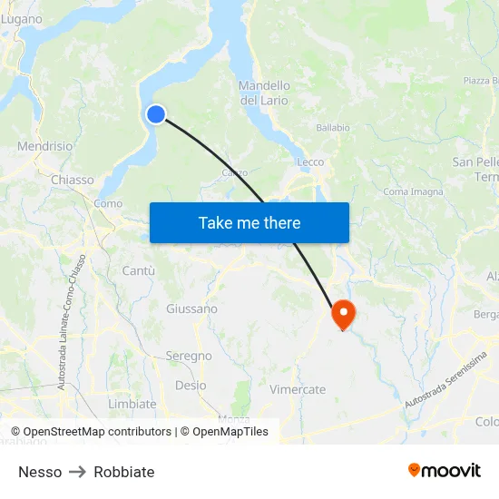 Nesso to Robbiate map