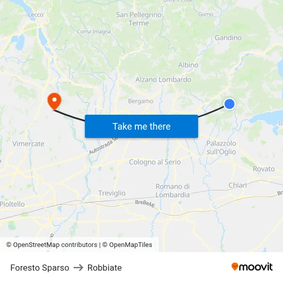 Foresto Sparso to Robbiate map