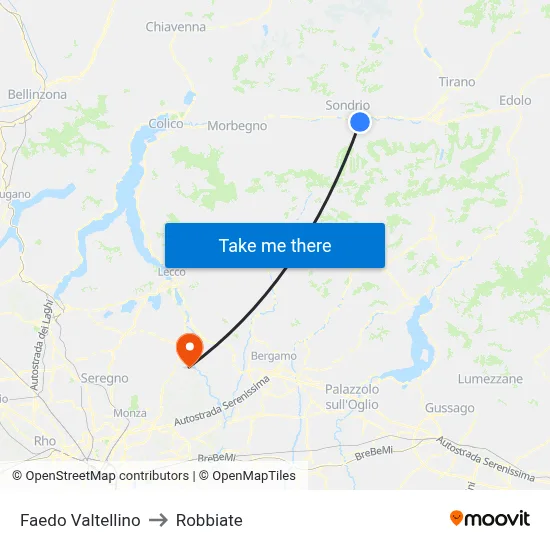 Faedo Valtellino to Robbiate map