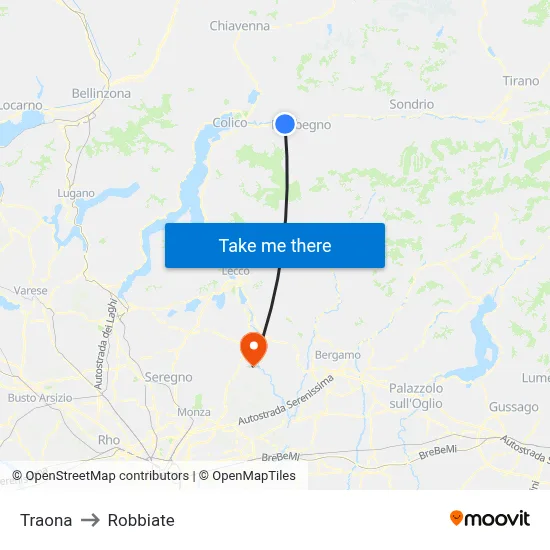 Traona to Robbiate map
