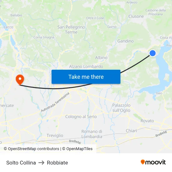 Solto Collina to Robbiate map