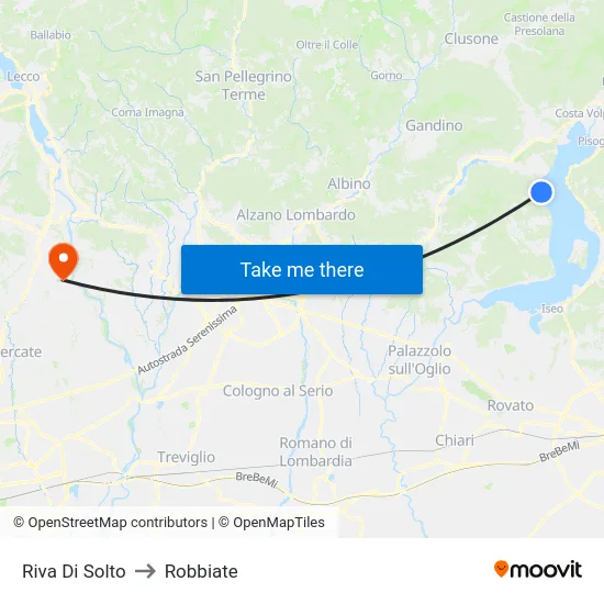 Riva Di Solto to Robbiate map