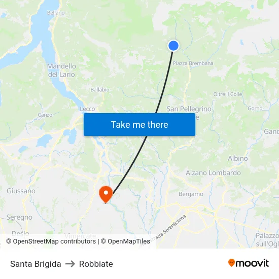Santa Brigida to Robbiate map