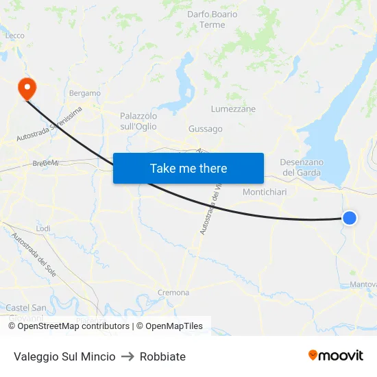 Valeggio Sul Mincio to Robbiate map