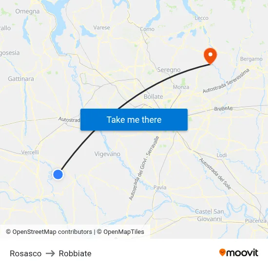 Rosasco to Robbiate map