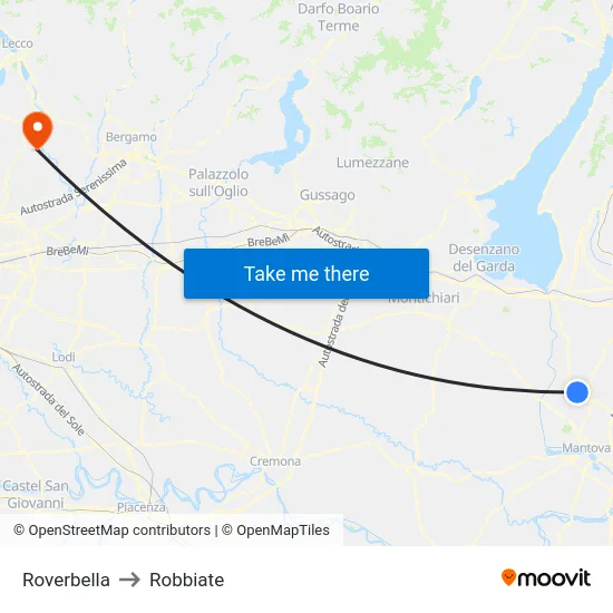 Roverbella to Robbiate map