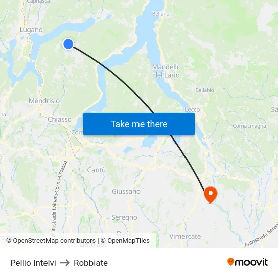 Pellio Intelvi to Robbiate map