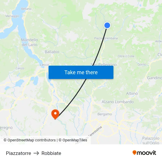 Piazzatorre to Robbiate map