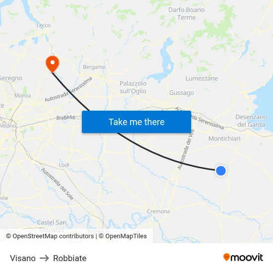 Visano to Robbiate map