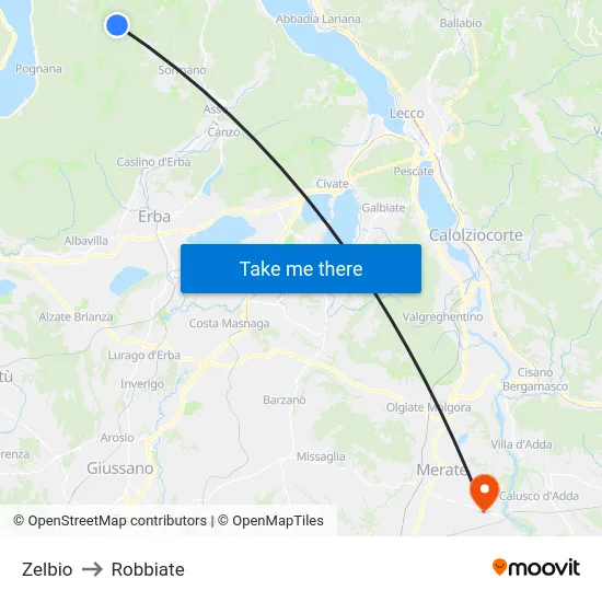 Zelbio to Robbiate map