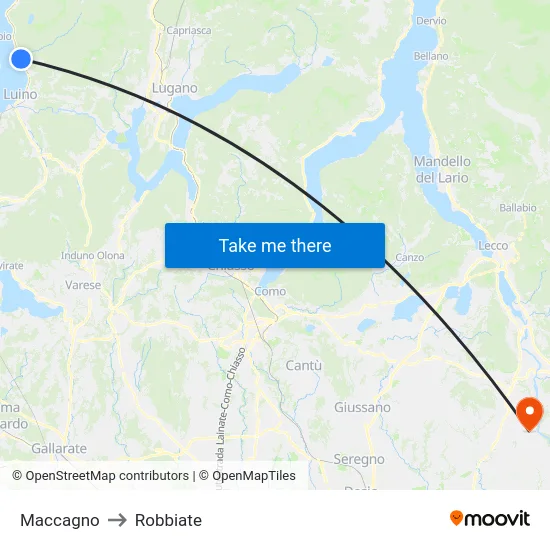 Maccagno to Robbiate map